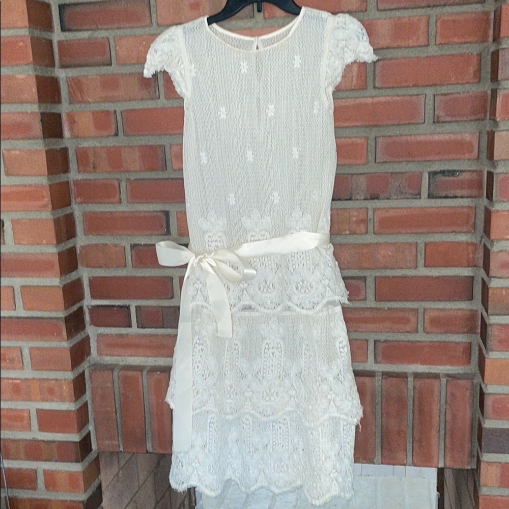 Vintage crochet layered dress XS White Lace Women's Top